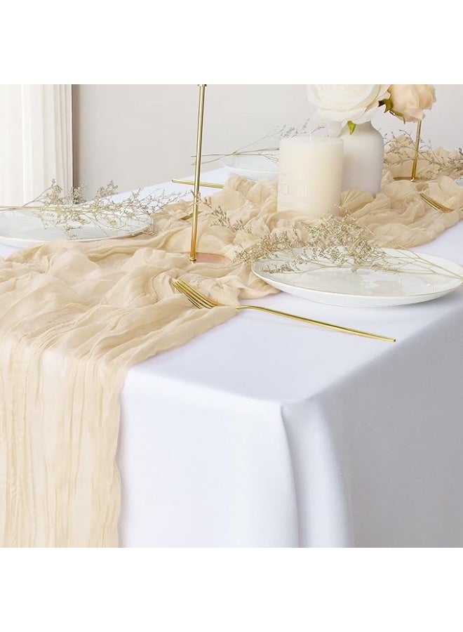 DUNISO 2 قطع مفرش طاولة من قماش الجبن، 90 × 400 سم ديكور طاولة بوهيمي، مفرش طاولة شفاف لتزيين حفلات الزفاف وحفلات الاستحمام، مركز طاولة للديكور - Image 2